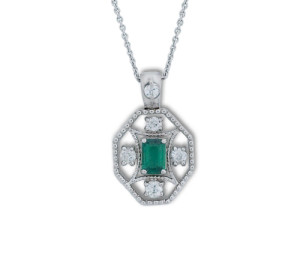 emerald diamond pendant white gold