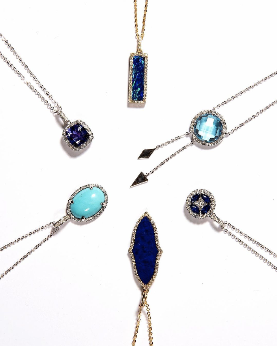 Luvente 14 kt gold and color gemstone pendants